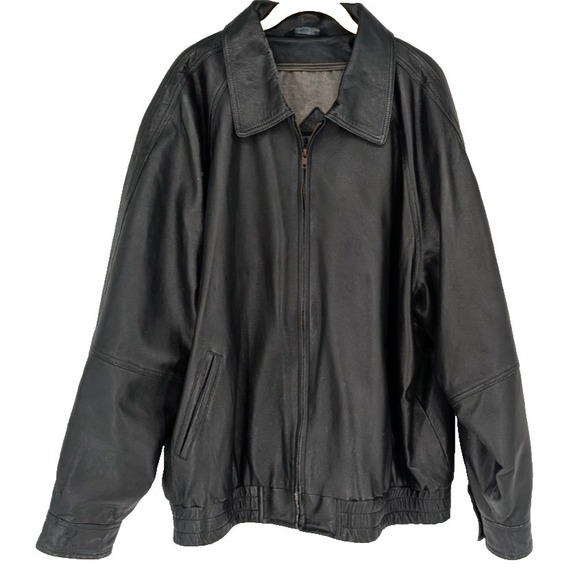 L. A. Leather Other - L.A. LEATHER Mens Bomber Jacket SIZE 3XL Black Motorcycle Geek Grunge Gothic